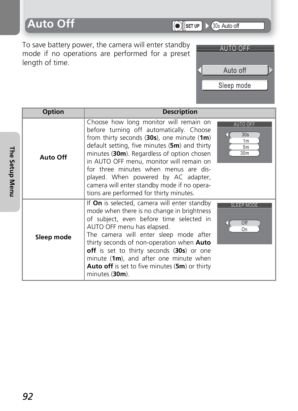 Auto off | Onkyo COOLPIX 5100 User Manual | Page 102 / 120