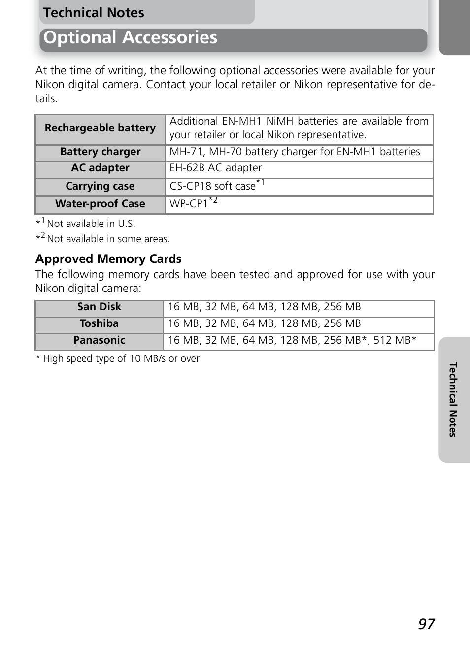 Optional accessories | Onkyo COOLPIX 5100 User Manual | Page 107 / 120