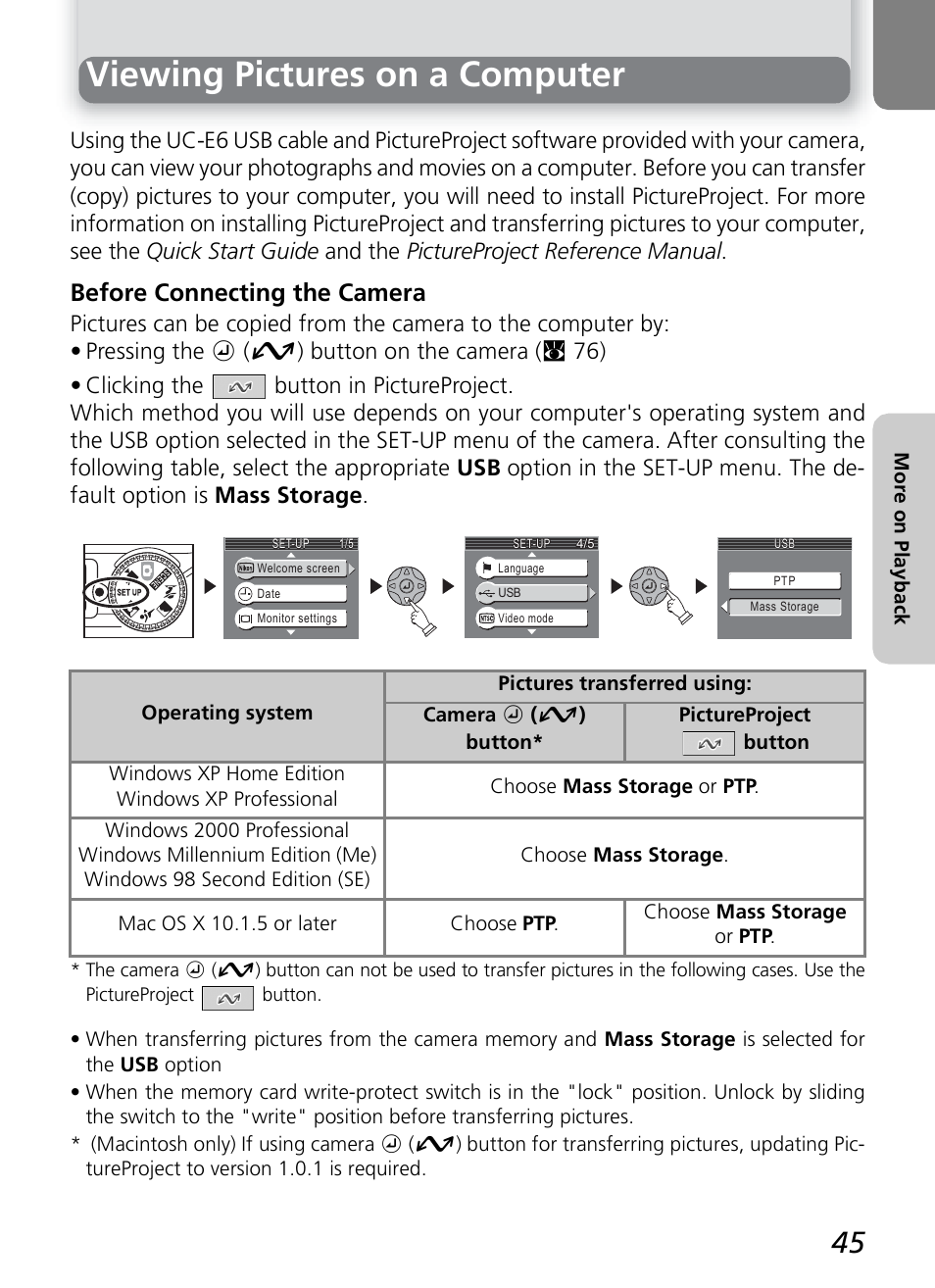 Viewing pictures on a computer, Before connecting the camera | Onkyo COOLPIX 5100 User Manual | Page 55 / 120