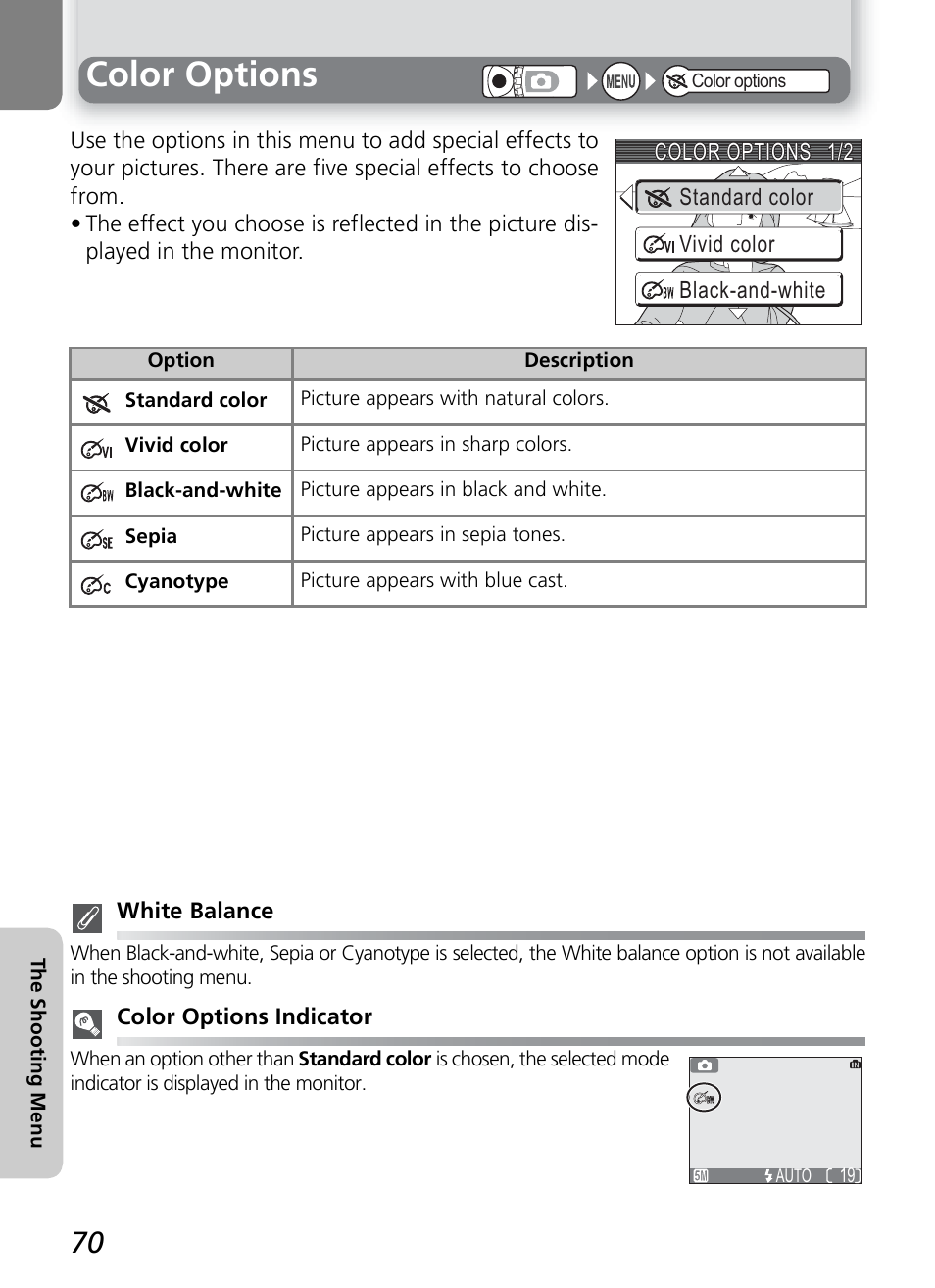 Color options | Onkyo COOLPIX 5100 User Manual | Page 80 / 120
