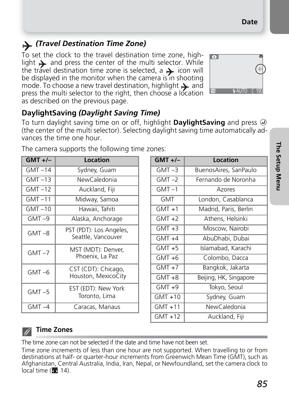 Travel destination time zone), Daylightsaving (daylight saving time) | Onkyo COOLPIX 5100 User Manual | Page 95 / 120