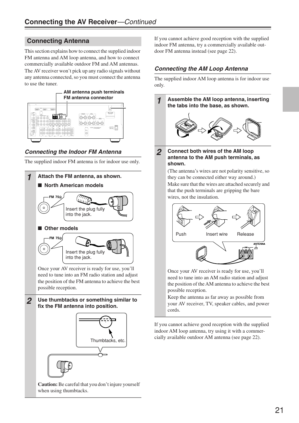 Connecting the av receiver —continued | Onkyo HT-R640 User Manual | Page 21 / 80