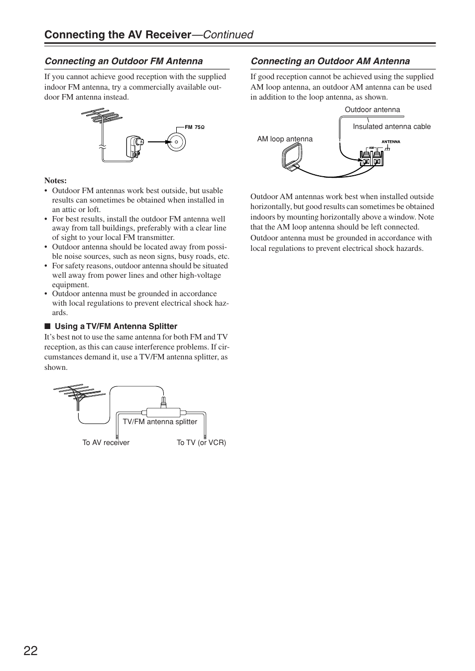 Connecting the av receiver —continued | Onkyo HT-R640 User Manual | Page 22 / 80