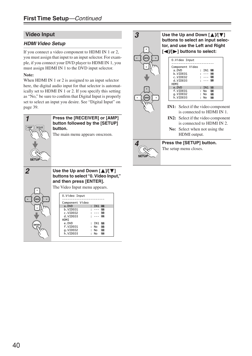 First time setup —continued | Onkyo HT-R640 User Manual | Page 40 / 80