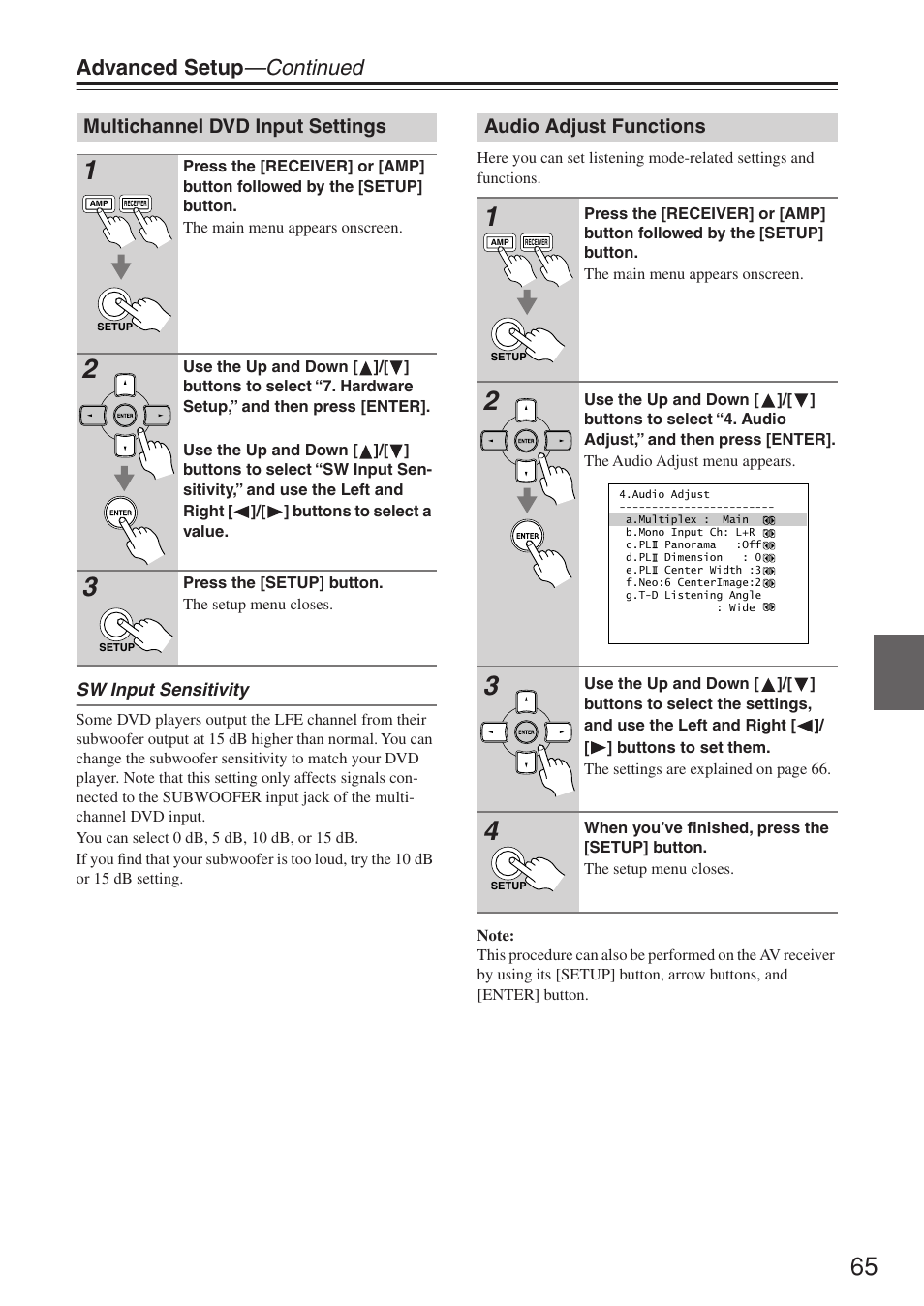 Advanced setup —continued | Onkyo HT-R640 User Manual | Page 65 / 80