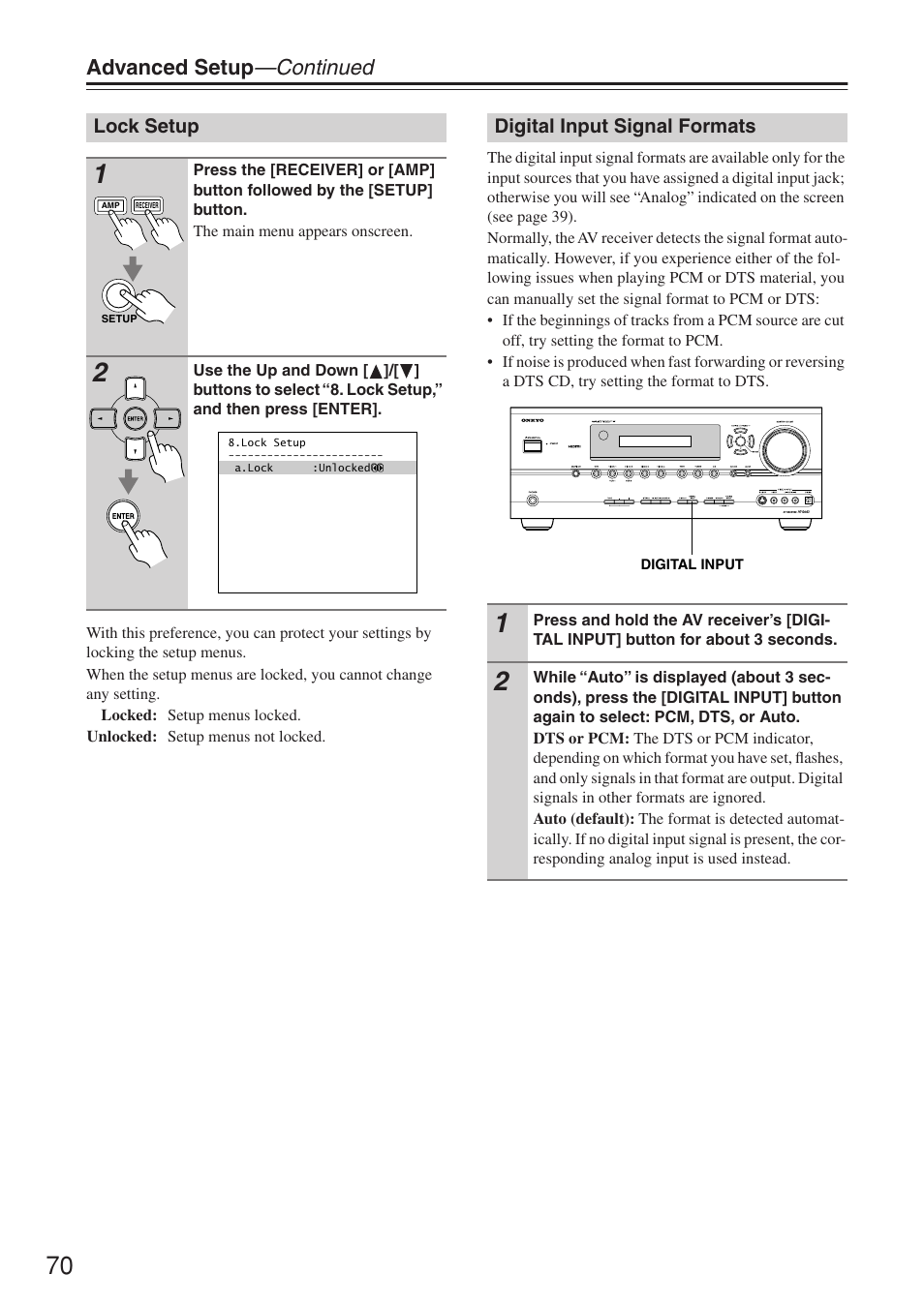 Advanced setup —continued | Onkyo HT-R640 User Manual | Page 70 / 80