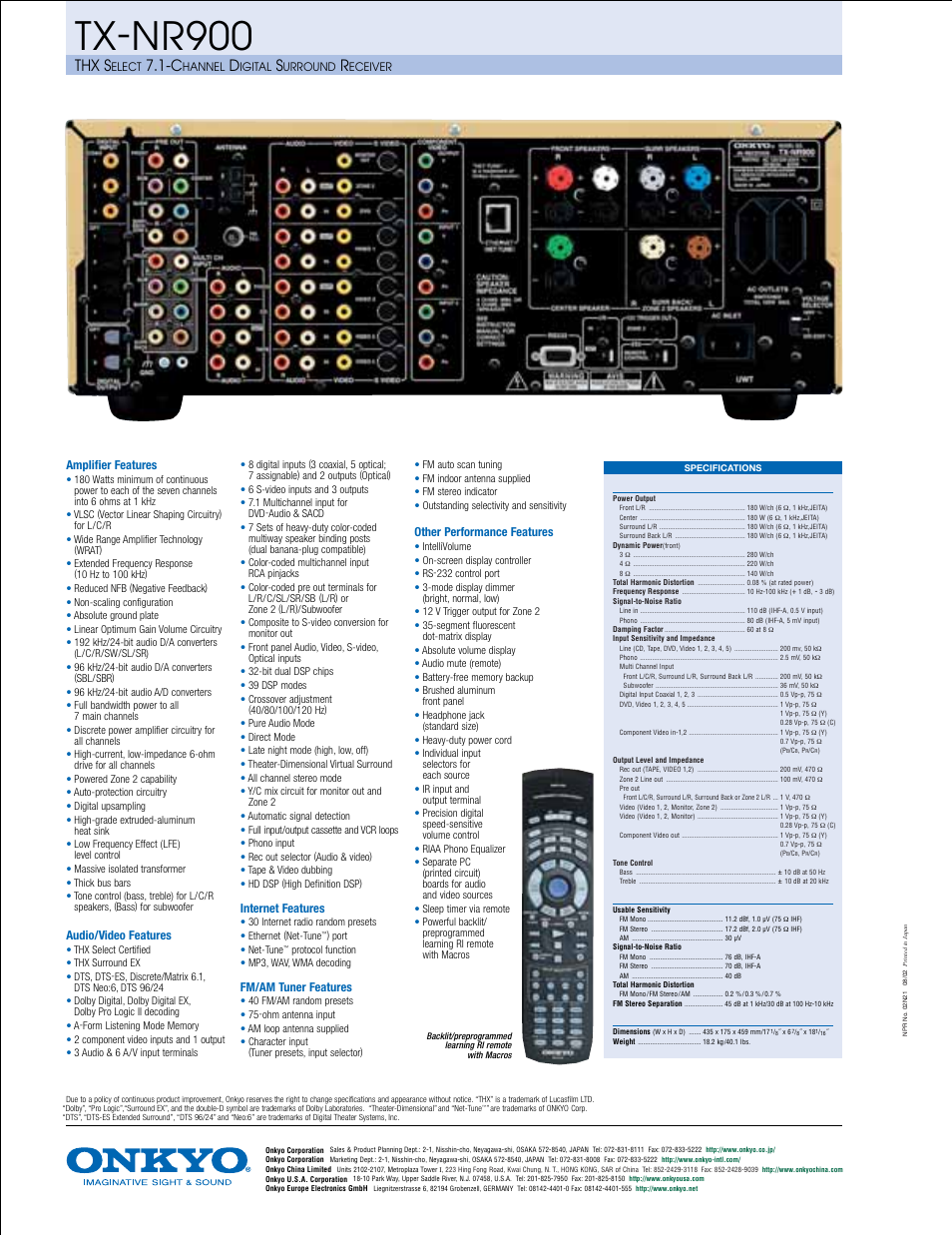 Tx-nr900, Thx s | Onkyo TX-NR900 User Manual | Page 2 / 2