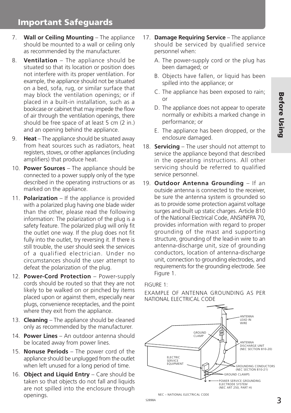 Important safeguards | Onkyo T-405TX User Manual | Page 3 / 32