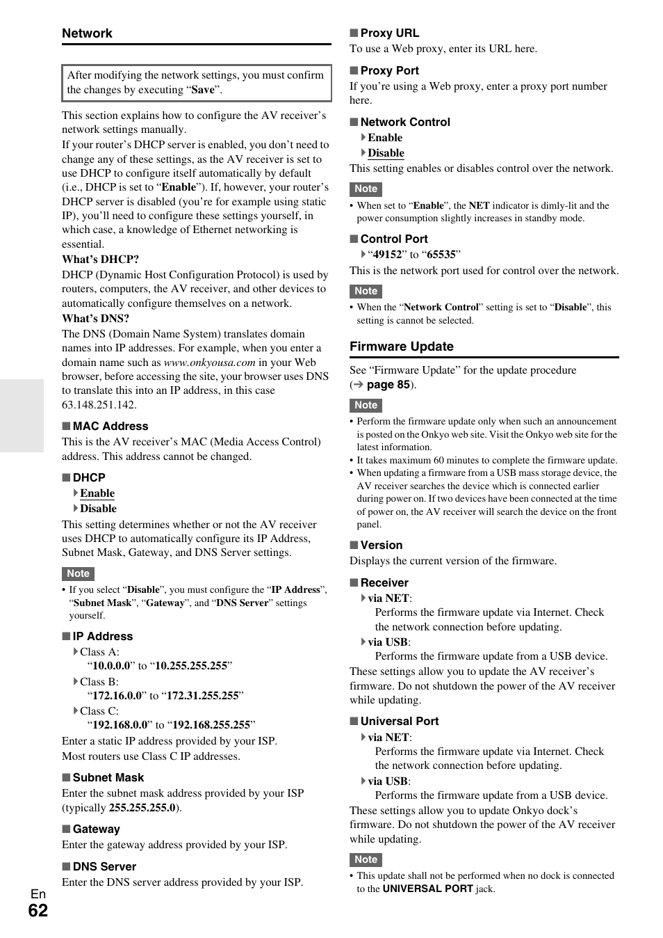 E “network | Onkyo 7.2 Channel Network A/V Receiver TX-NR809 User Manual | Page 62 / 100