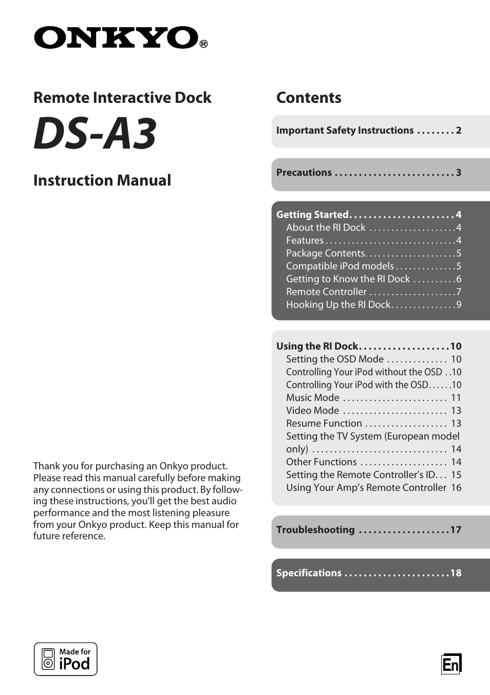 Onkyo 29344880A User Manual | 20 pages