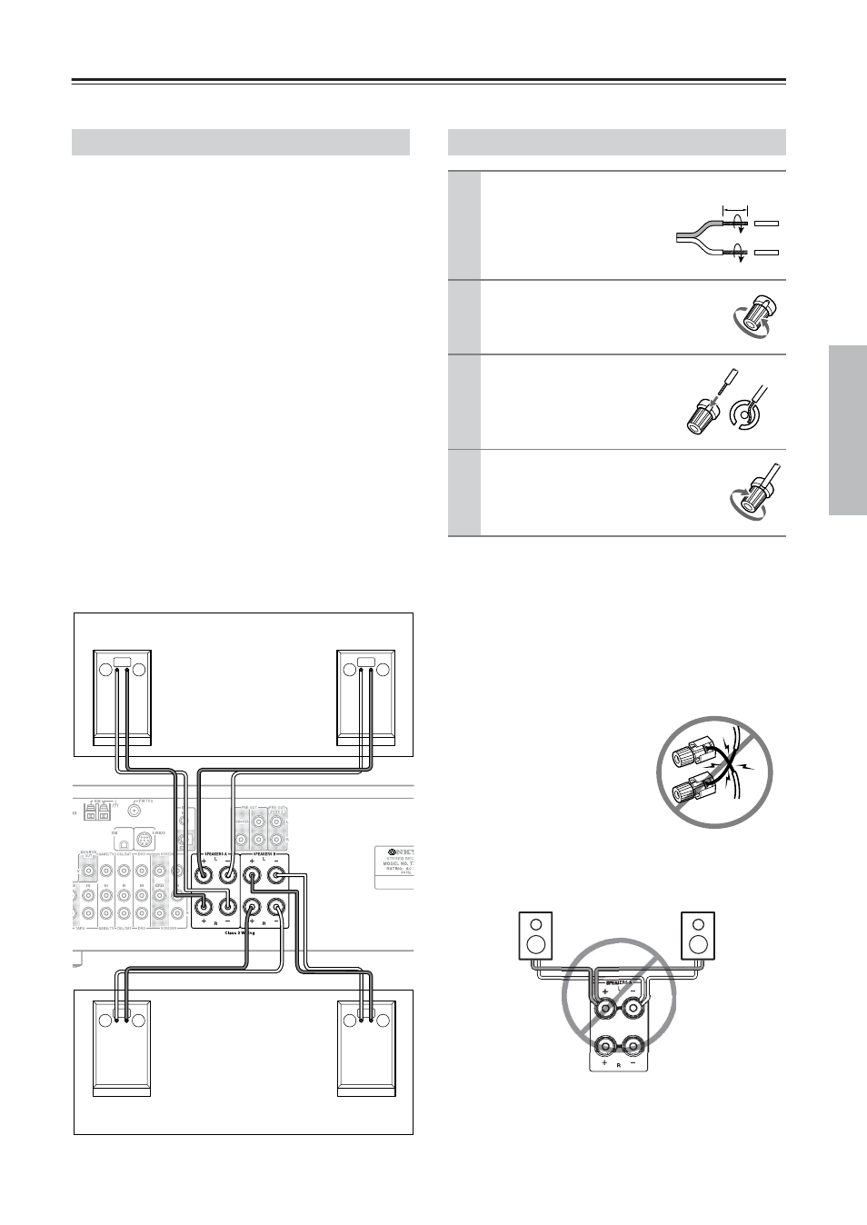 Connecting your speakers | Onkyo TX-8555 User Manual | Page 13 / 48