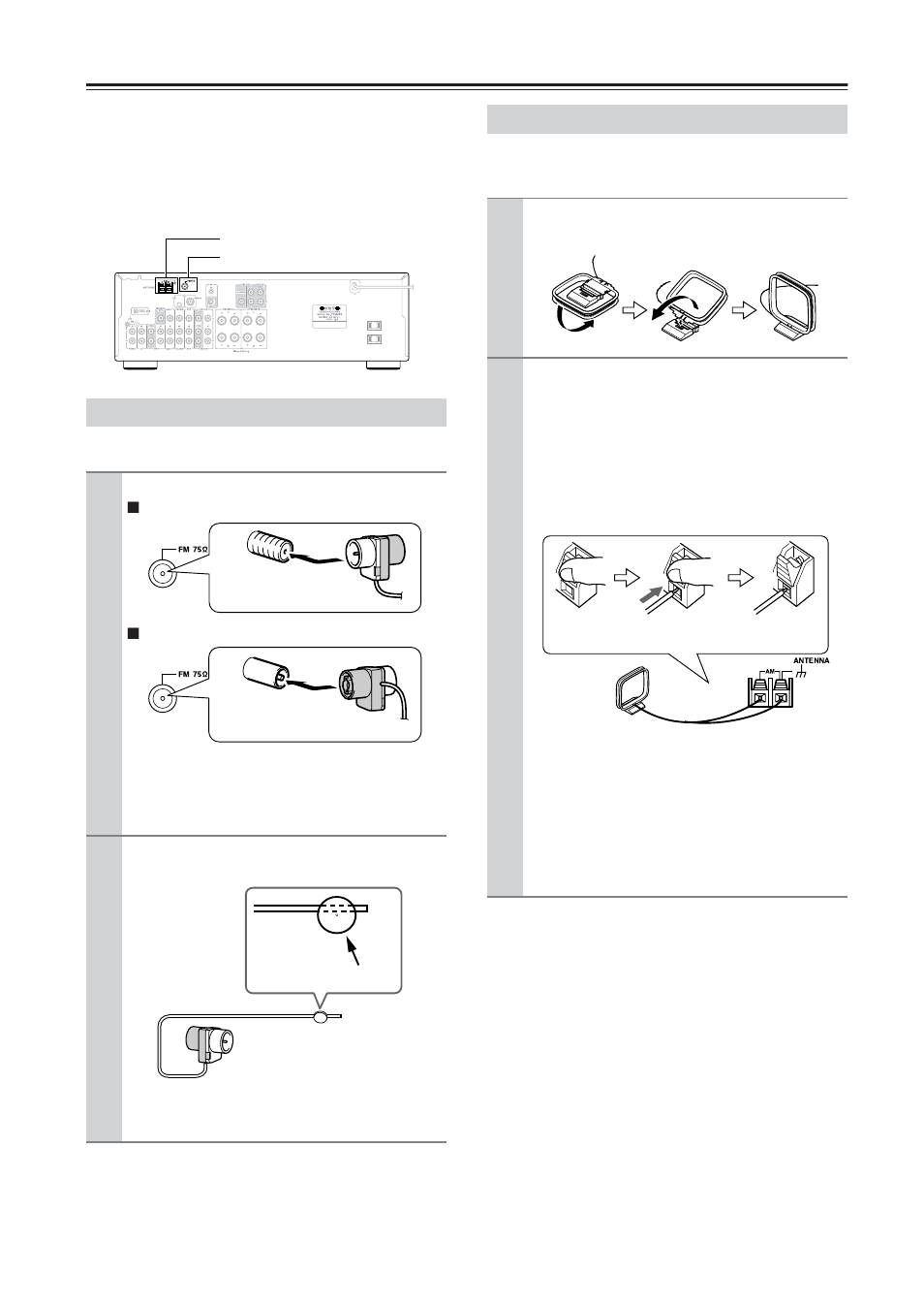 Connecting antenna | Onkyo TX-8555 User Manual | Page 16 / 48