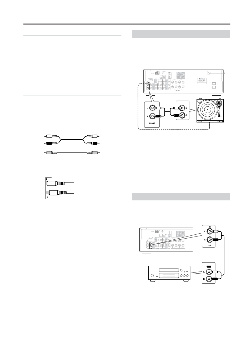 Connecting your components, Connecting a turntable connecting a cd player | Onkyo TX-8555 User Manual | Page 18 / 48