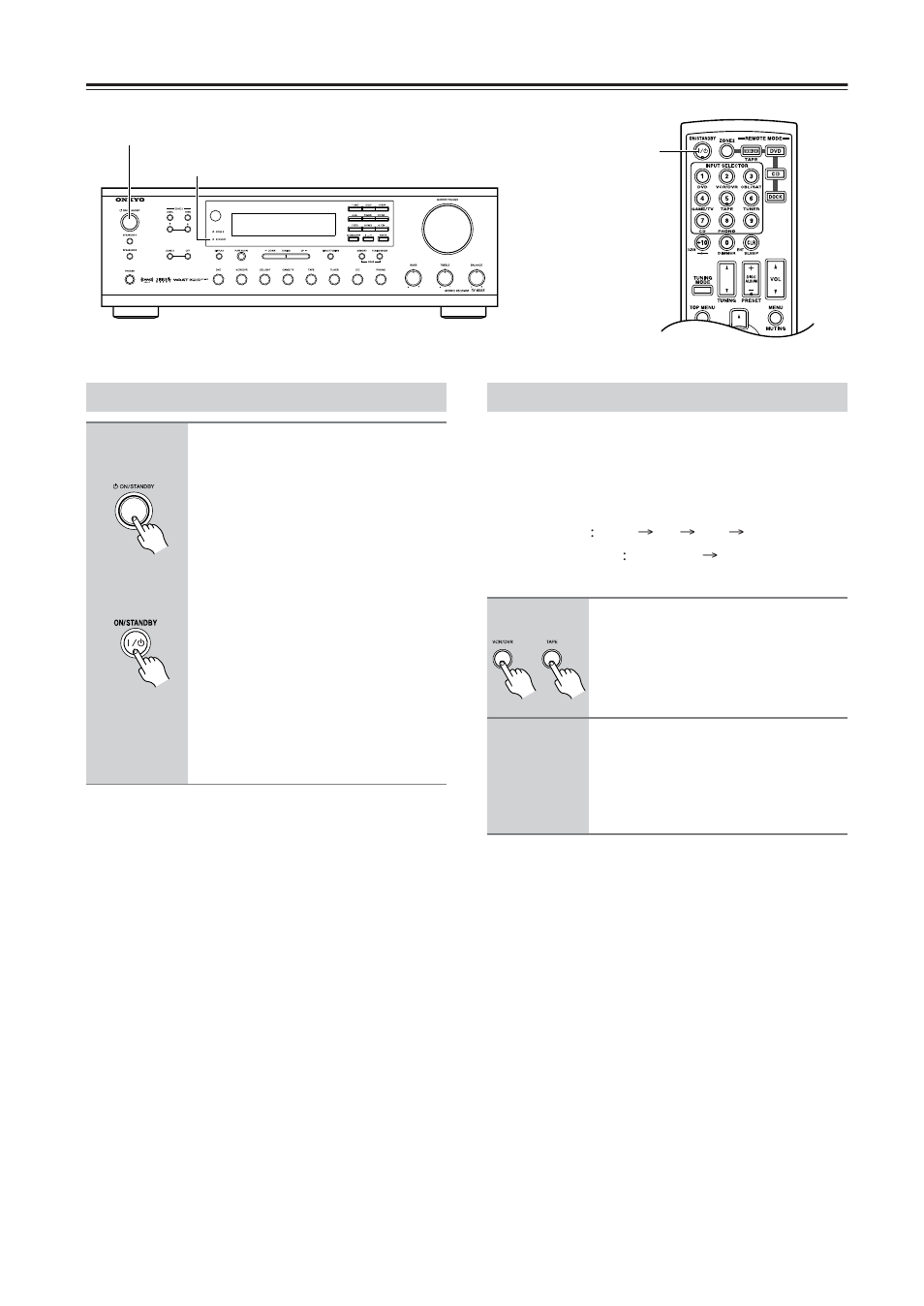 Turning on the receiver | Onkyo TX-8555 User Manual | Page 22 / 48