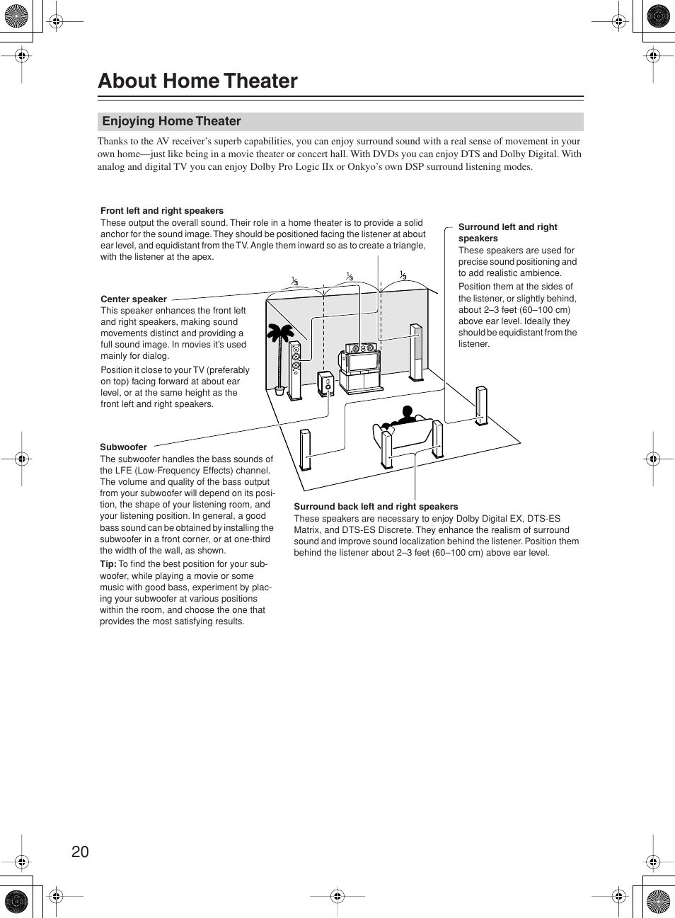 About home theater | Onkyo TX-SR8360 User Manual | Page 20 / 92