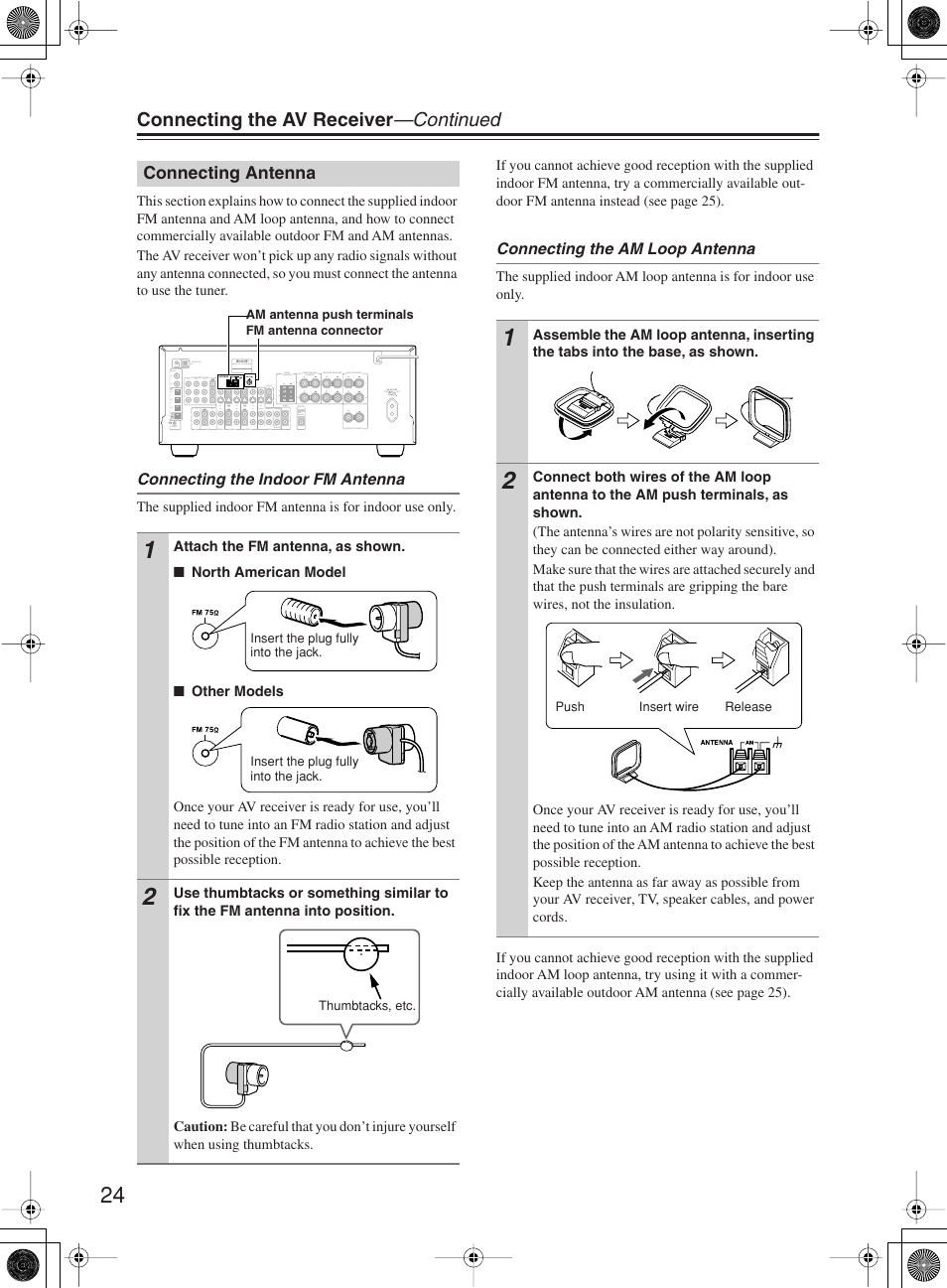 Connecting the av receiver —continued | Onkyo TX-SR8360 User Manual | Page 24 / 92