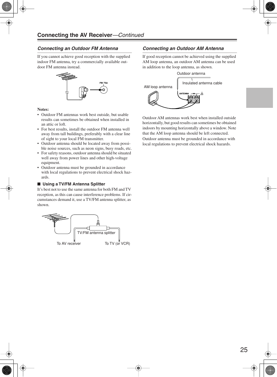 Connecting the av receiver —continued | Onkyo TX-SR8360 User Manual | Page 25 / 92