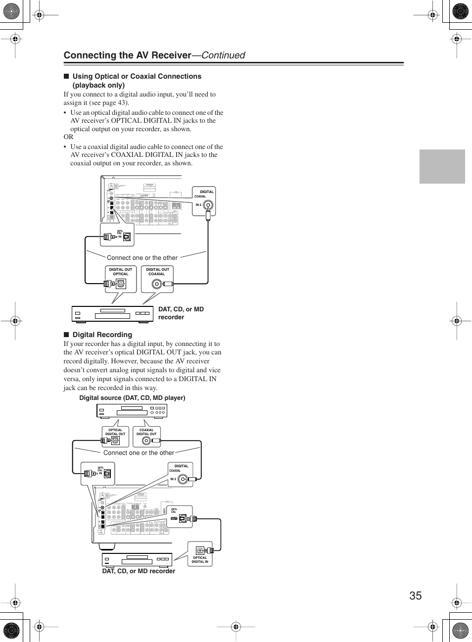 Connecting the av receiver —continued | Onkyo TX-SR8360 User Manual | Page 35 / 92