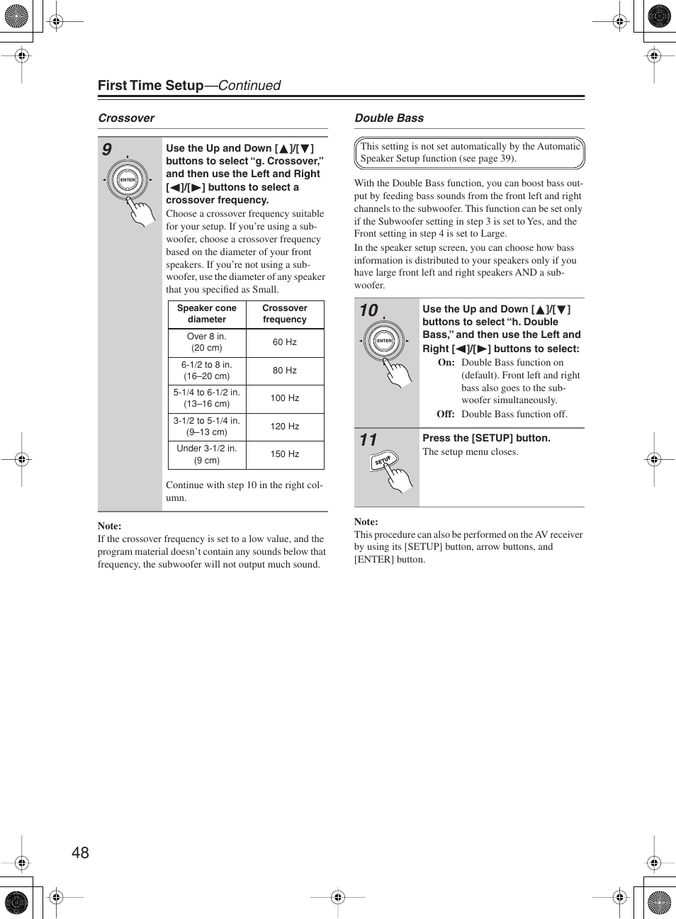 First time setup —continued | Onkyo TX-SR8360 User Manual | Page 48 / 92