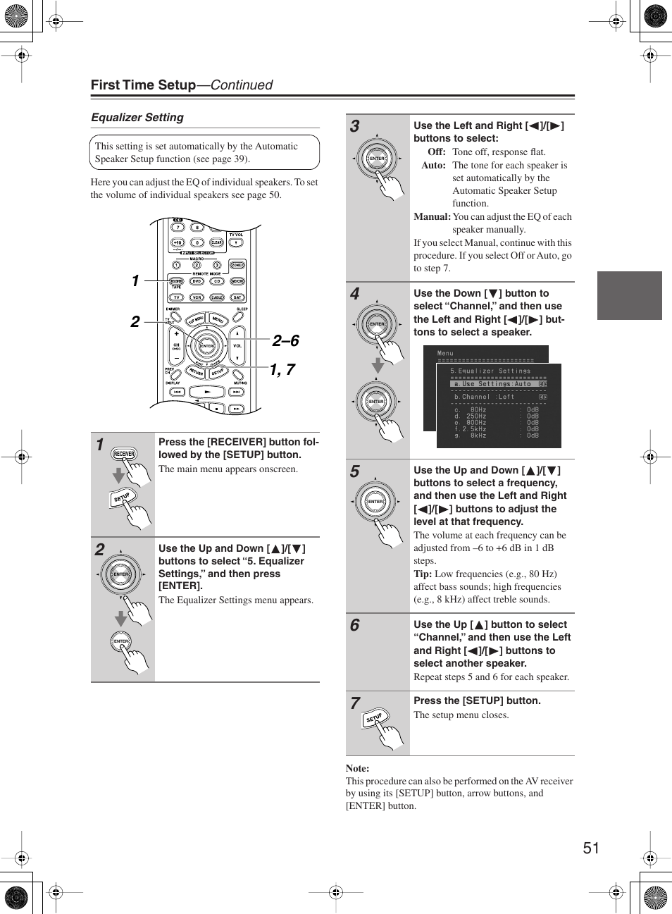 First time setup —continued | Onkyo TX-SR8360 User Manual | Page 51 / 92
