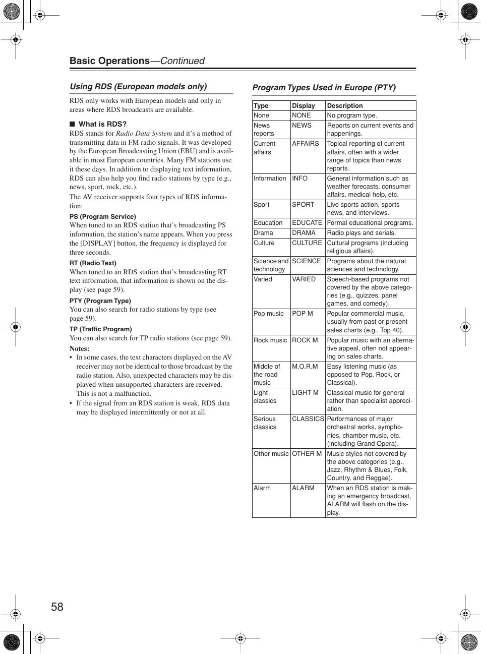 Basic operations —continued | Onkyo TX-SR8360 User Manual | Page 58 / 92