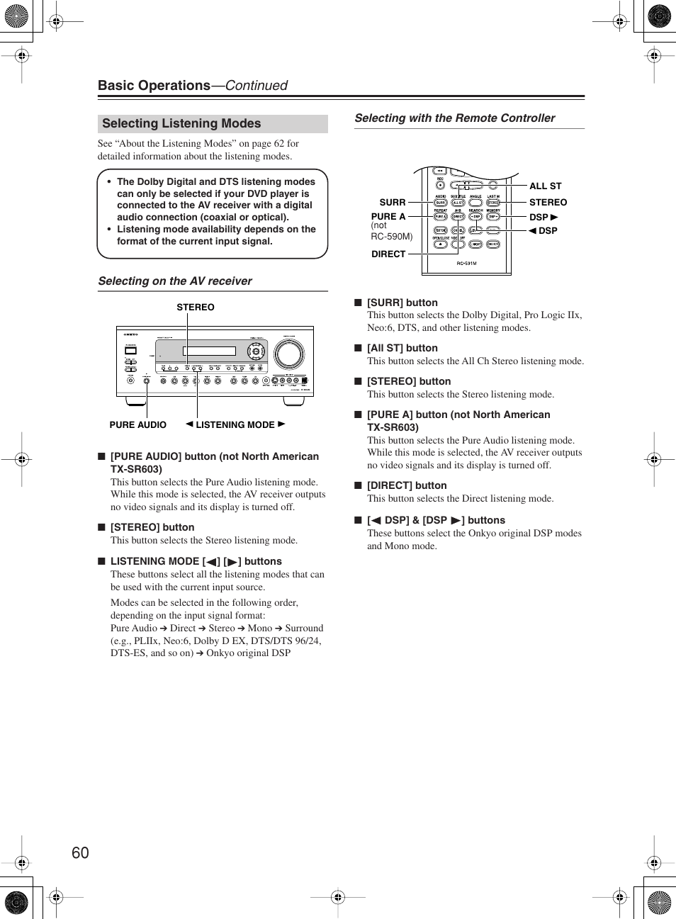 Basic operations —continued | Onkyo TX-SR8360 User Manual | Page 60 / 92