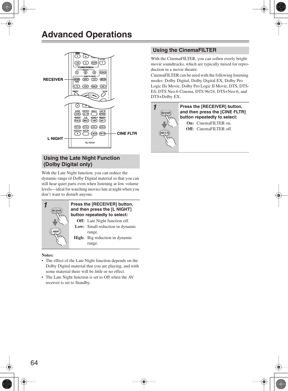 Advanced operations | Onkyo TX-SR8360 User Manual | Page 64 / 92