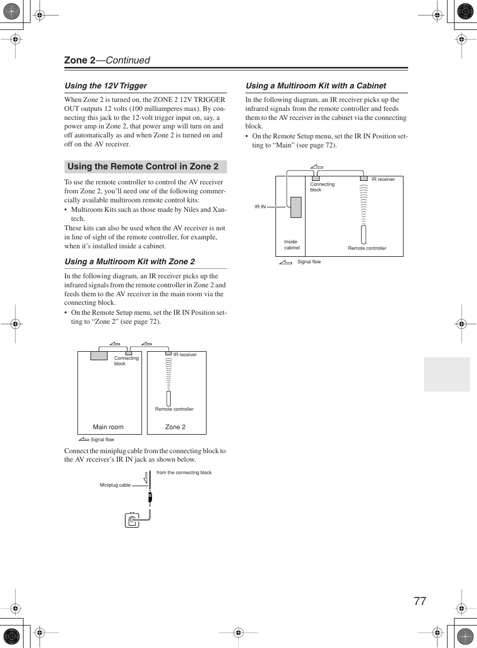 Zone 2 —continued, Using the remote control in zone 2 | Onkyo TX-SR8360 User Manual | Page 77 / 92