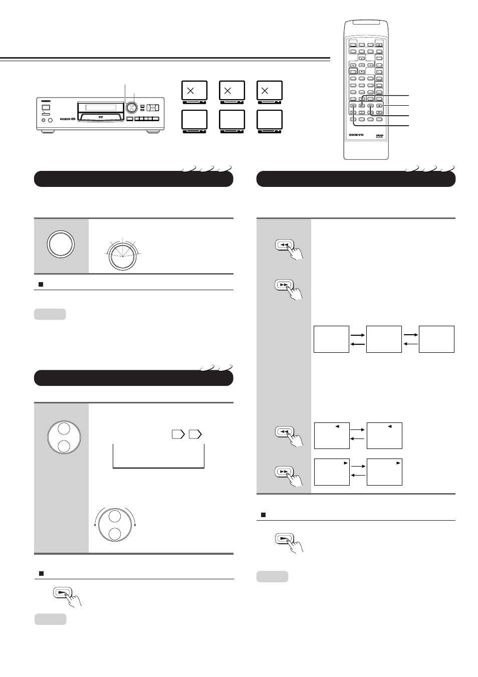 Playing a disc, Continued), Fast reverse playback, fast forward playback | Using the shuttle ring, Using the jog dial, Press fr or ff during playback, Turn the shuttle ring during playback | Onkyo DV-S717 User Manual | Page 18 / 52