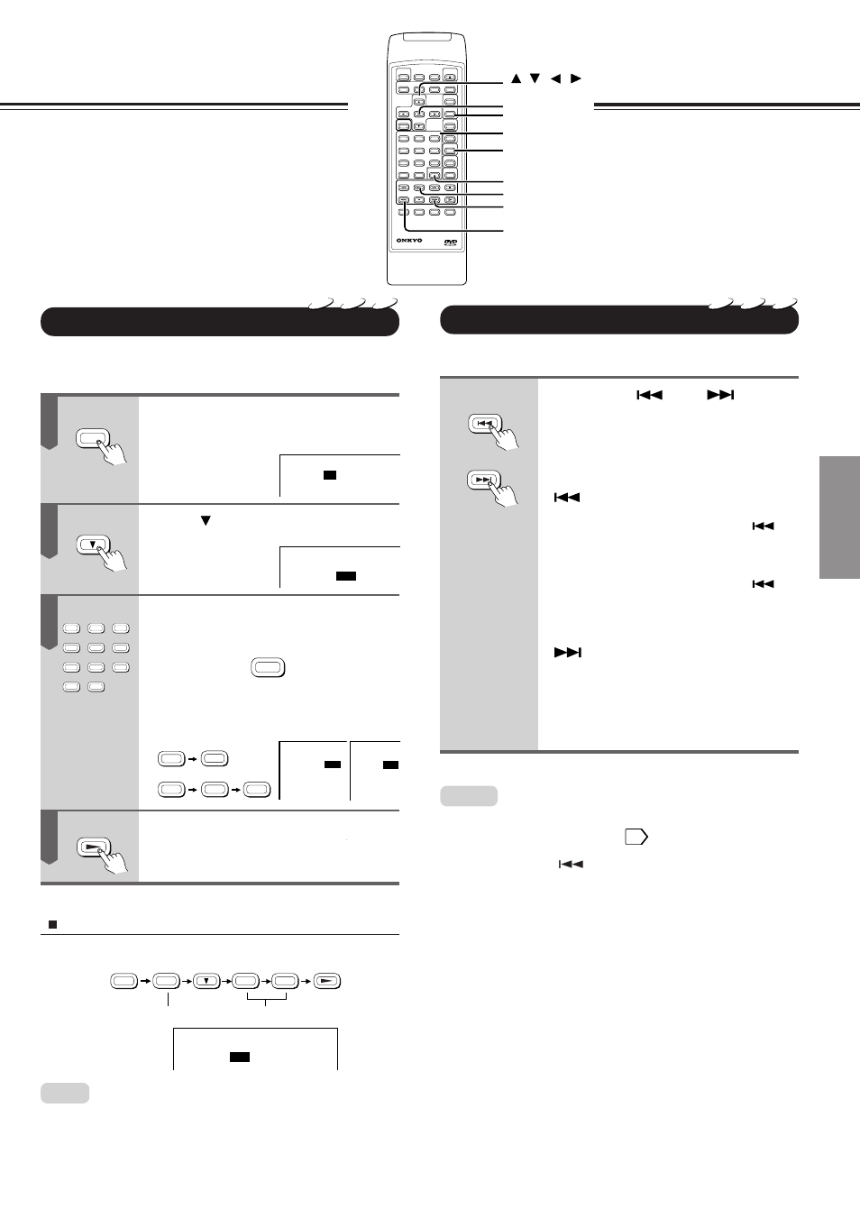 Locating a specific chapter or track, Locating a specific chapter or track directly, Basic pla ybac k | Press to highlight the space next to chapter, Press play | Onkyo DV-S717 User Manual | Page 21 / 52