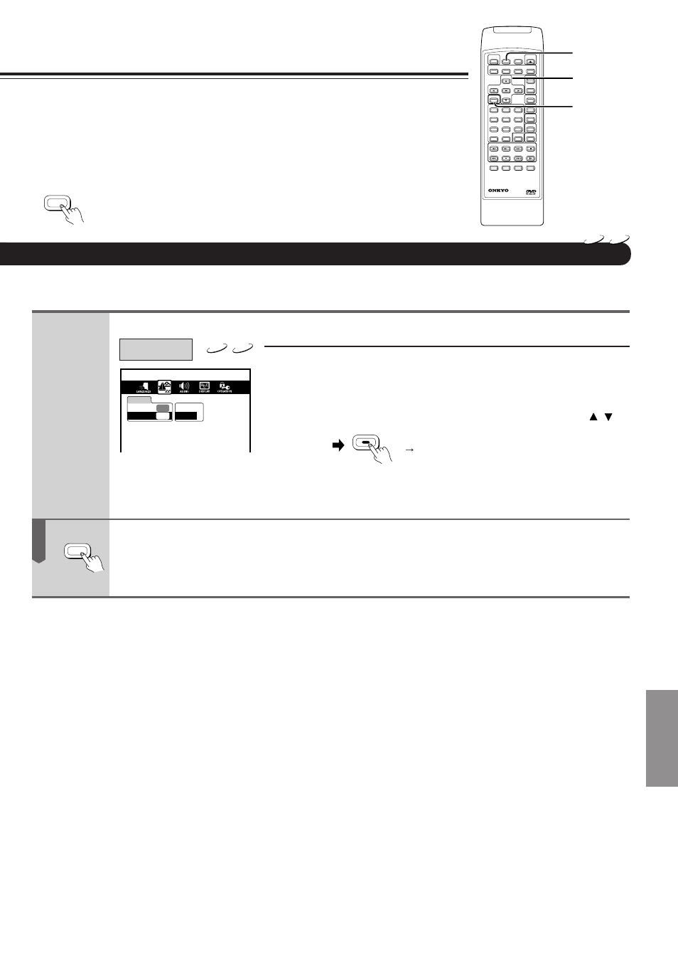 Function setup, Press setup, Select the black level by pressing | And then press enter, The setting menu disappears, Black level | Onkyo DV-S717 User Manual | Page 37 / 52