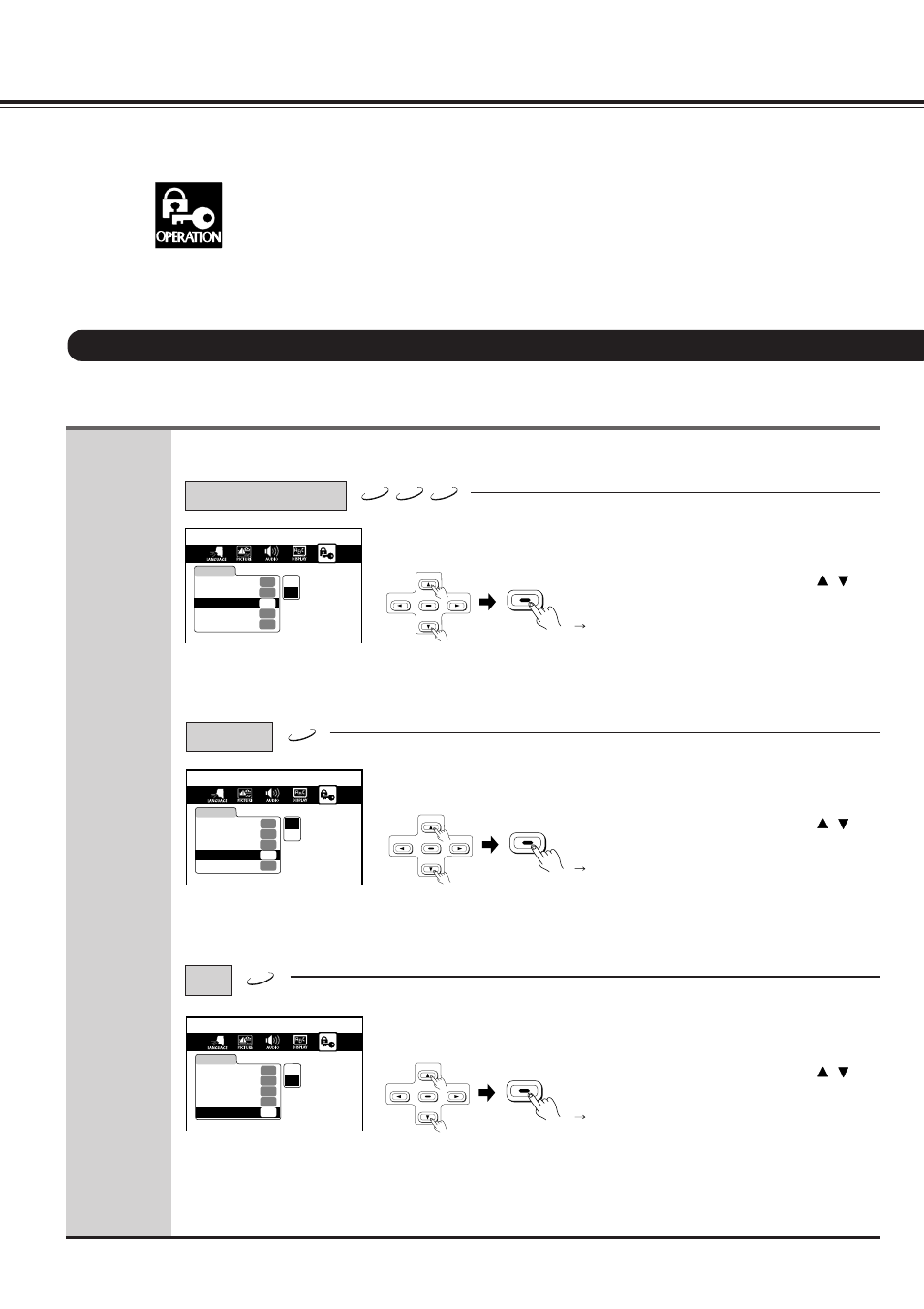 Customizing the function settings, Continued), Operation setting (continued) | Select "on" or "off" by pressing, And then press enter | Onkyo DV-S717 User Manual | Page 44 / 52