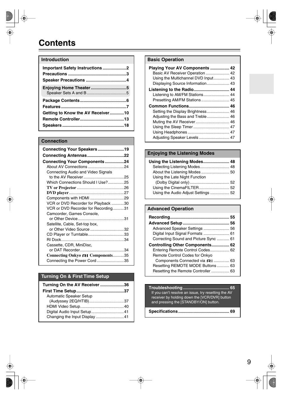 Onkyo SKF-550F User Manual | Page 9 / 72