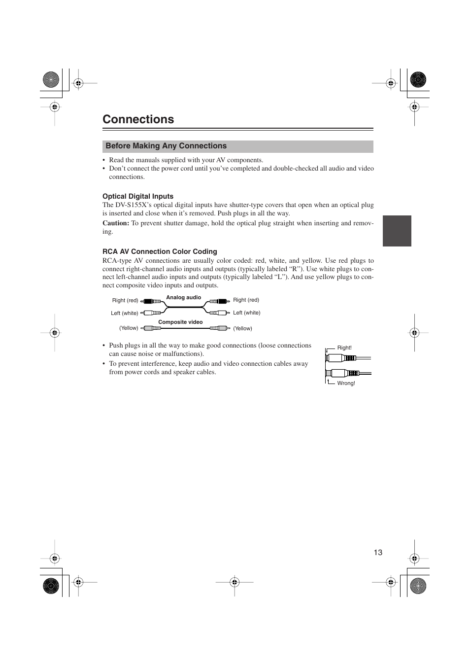 Connections | Onkyo PR-155X User Manual | Page 13 / 84