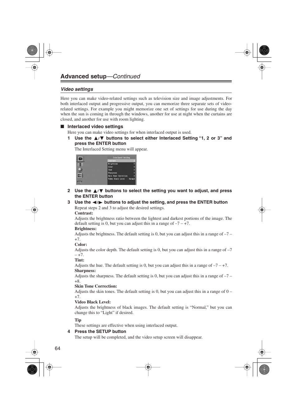 Advanced setup —continued | Onkyo PR-155X User Manual | Page 64 / 84