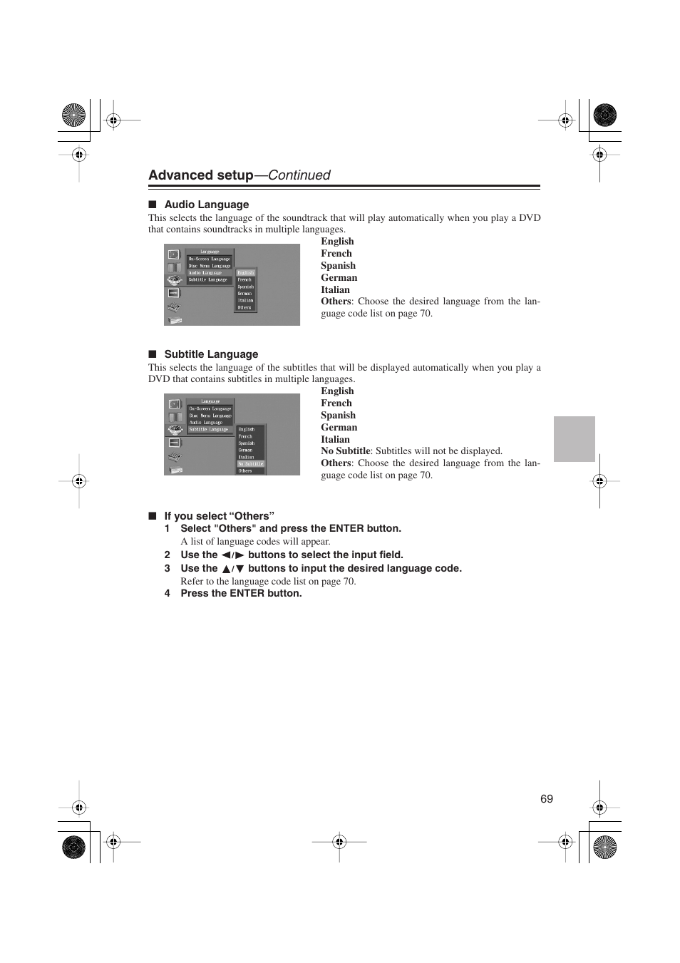 Advanced setup —continued | Onkyo PR-155X User Manual | Page 69 / 84