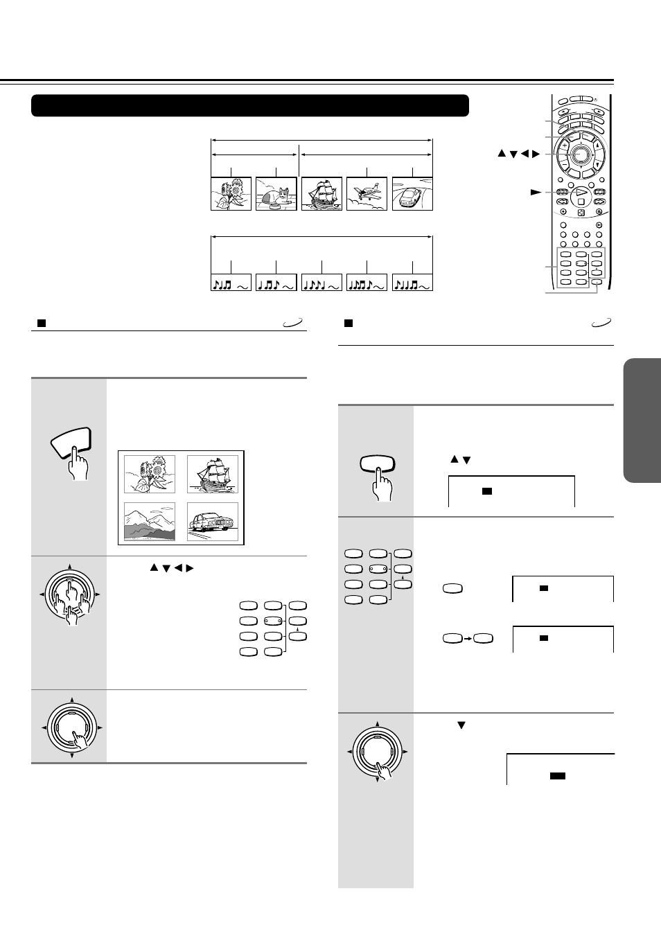 Locating a specific title/chapter/track/location, Locating a title using the title menu, Press / / / to select the title you want | Press enter, Press search, Press to highlight the number next to “chapter, The title menu appears on the tv screen, Continued on next page.) | Onkyo DR-S2.0 User Manual | Page 25 / 72