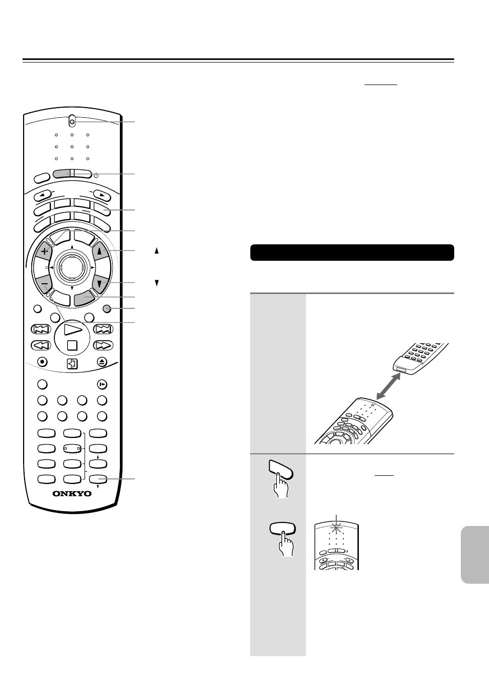 Programming the remote controller to your tv, Programming the remote controller, Vol ch – muting | Search mode tv | Onkyo DR-S2.0 User Manual | Page 63 / 72