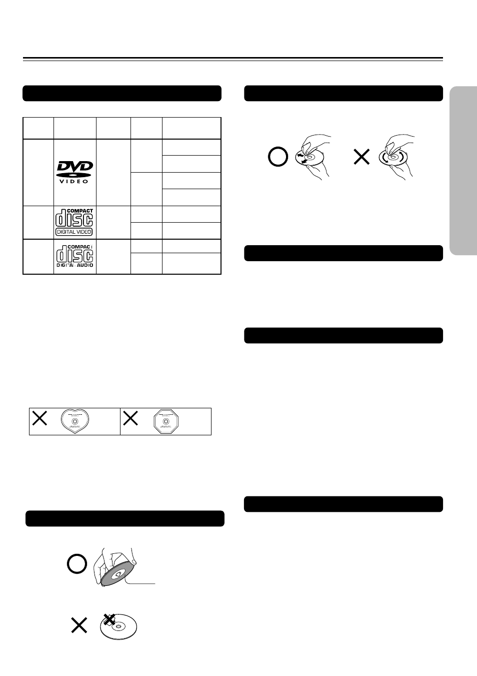 Cleaning discs, Storing discs, Handling discs | Playable discs, About video cds | Onkyo DR-S2.0 User Manual | Page 9 / 72