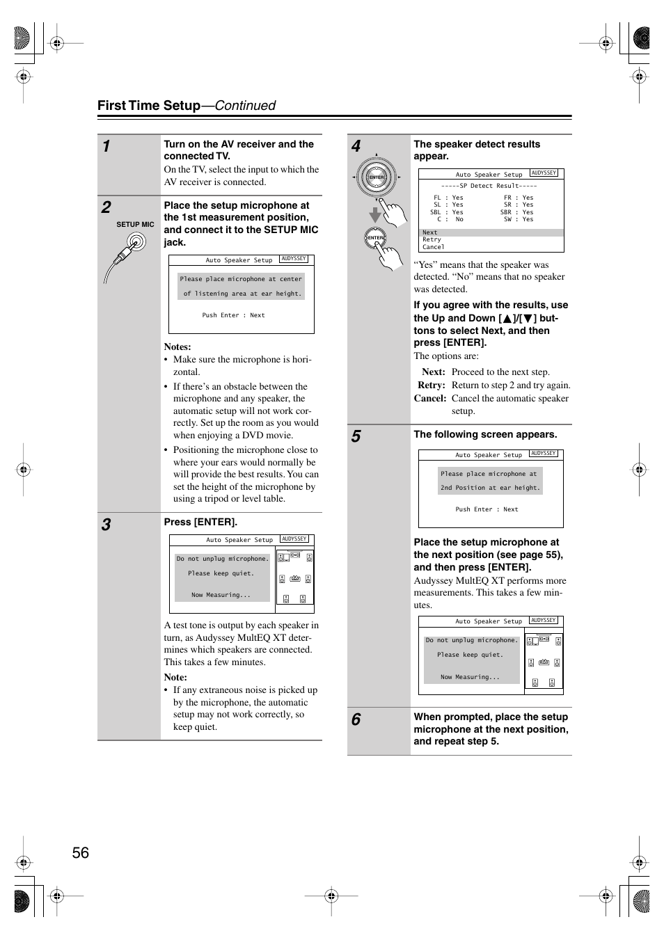 First time setup —continued | Onkyo TX-SR875 User Manual | Page 56 / 120