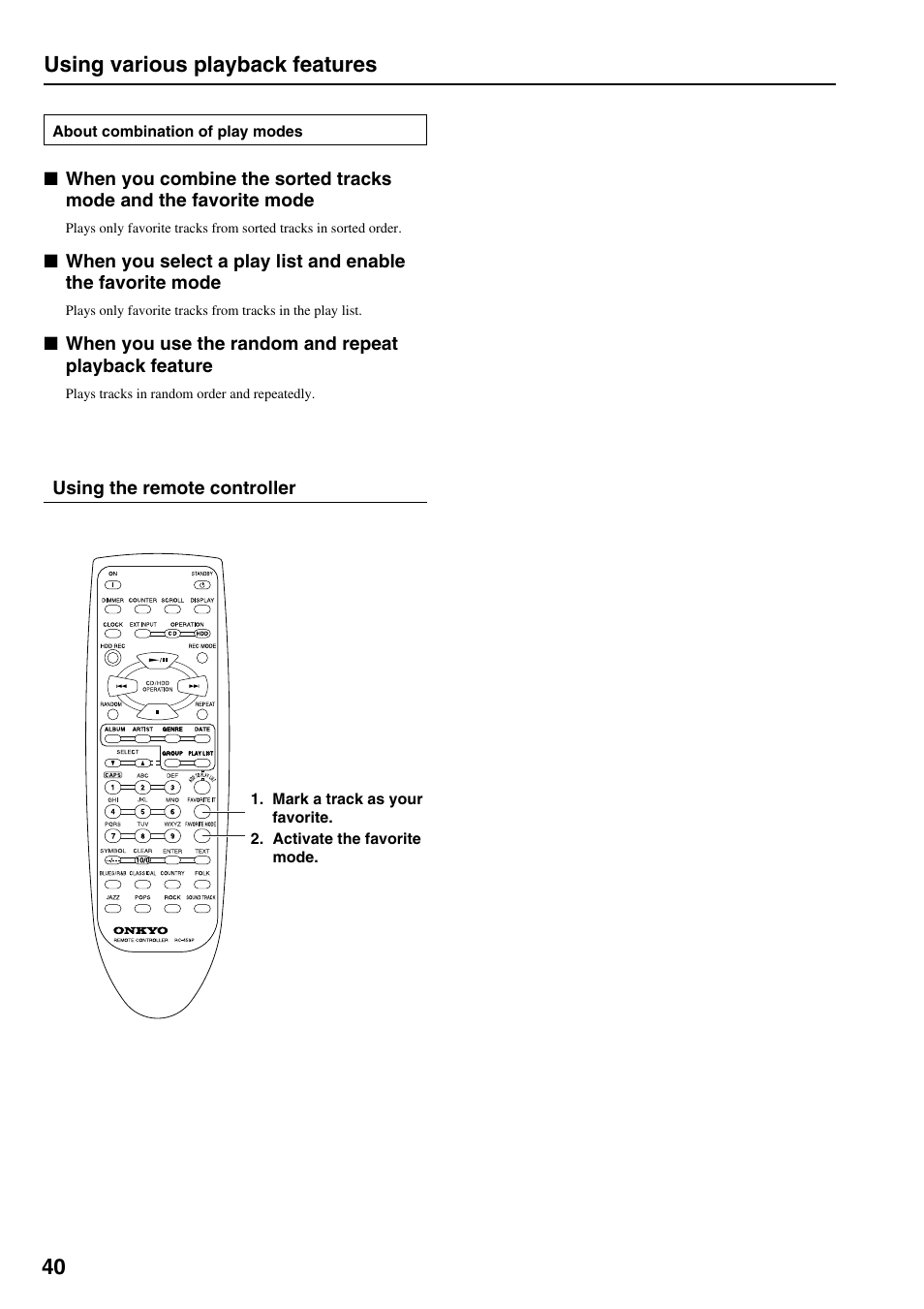 40 using various playback features | Onkyo MB-S1 User Manual | Page 41 / 62