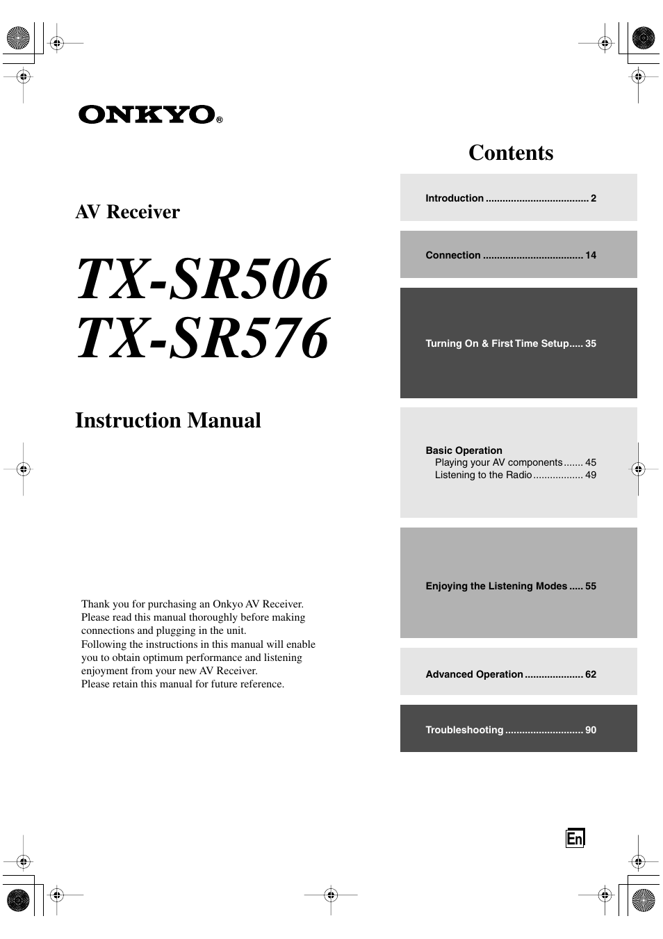 Onkyo TX-SR506 User Manual | 96 pages