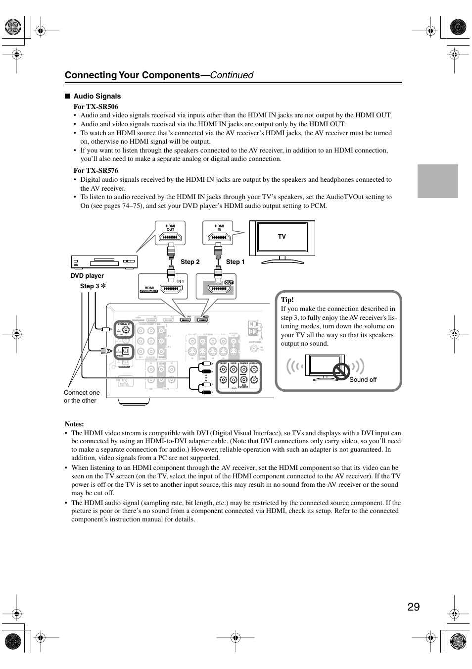 Connecting your components —continued, Step 2 | Onkyo TX-SR506 User Manual | Page 29 / 96