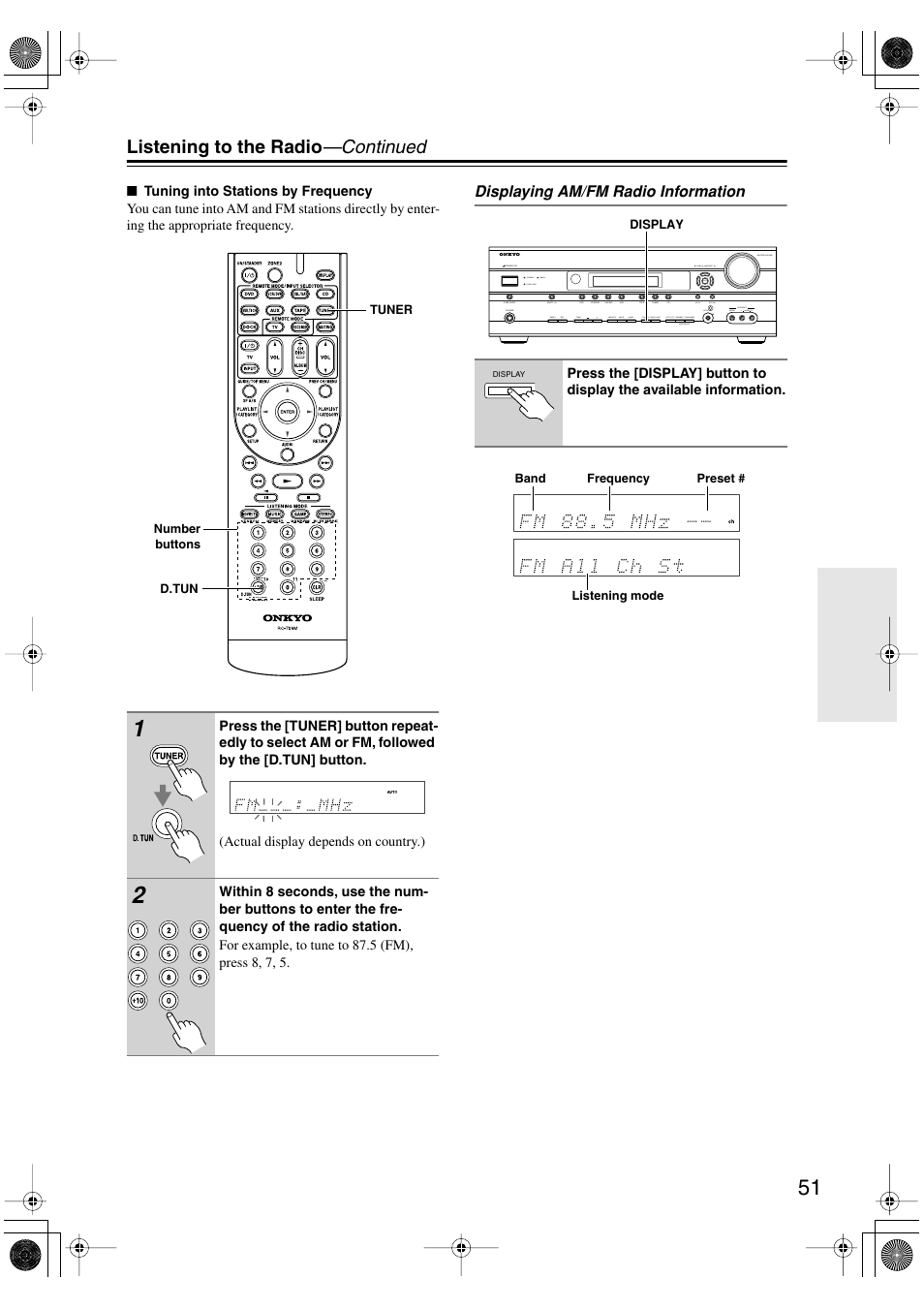 Listening to the radio —continued | Onkyo TX-SR506 User Manual | Page 51 / 96