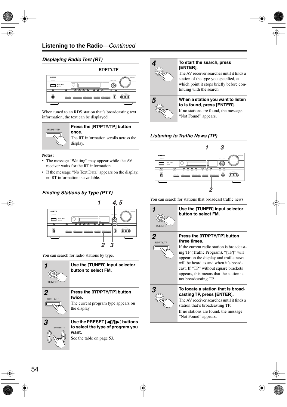 Listening to the radio —continued | Onkyo TX-SR506 User Manual | Page 54 / 96