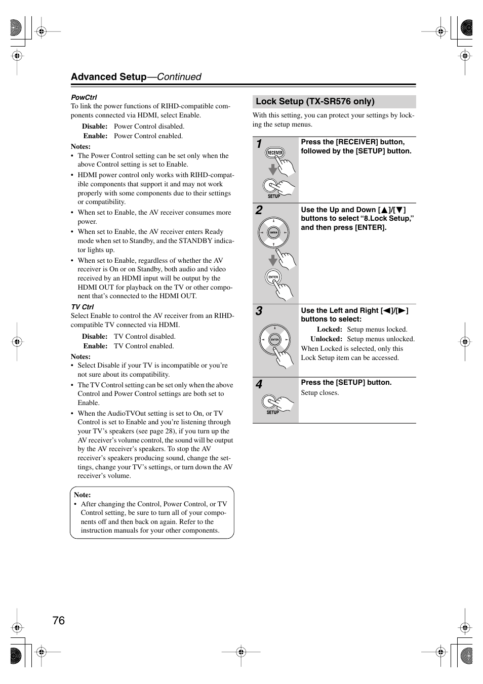 Advanced setup —continued | Onkyo TX-SR506 User Manual | Page 76 / 96