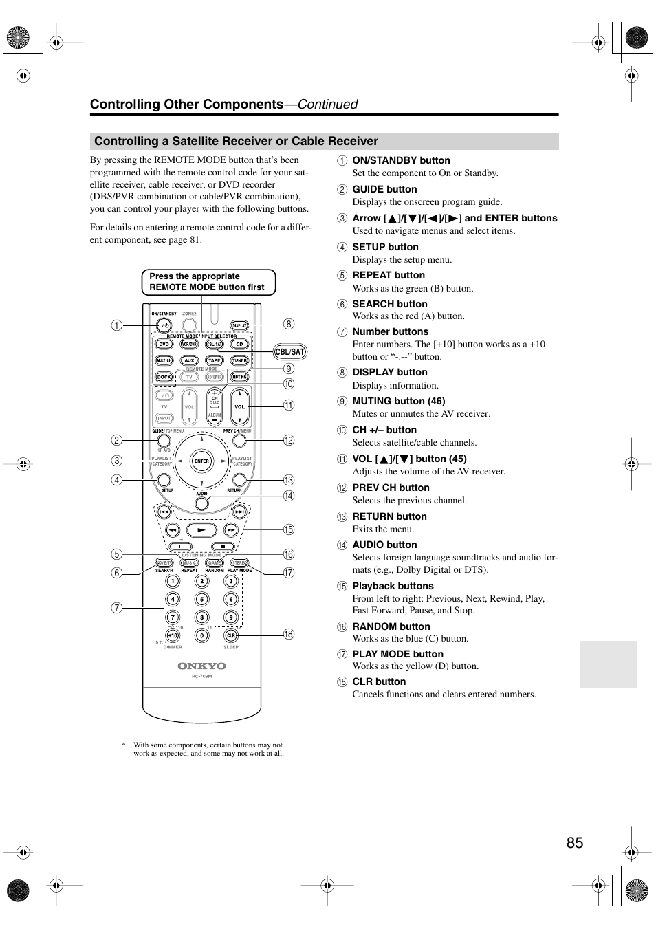Controlling other components —continued | Onkyo TX-SR506 User Manual | Page 85 / 96