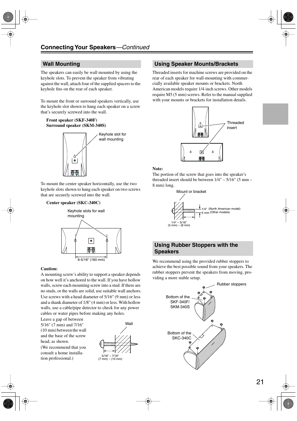 Connecting your speakers —continued | Onkyo HT-S590 User Manual | Page 21 / 60