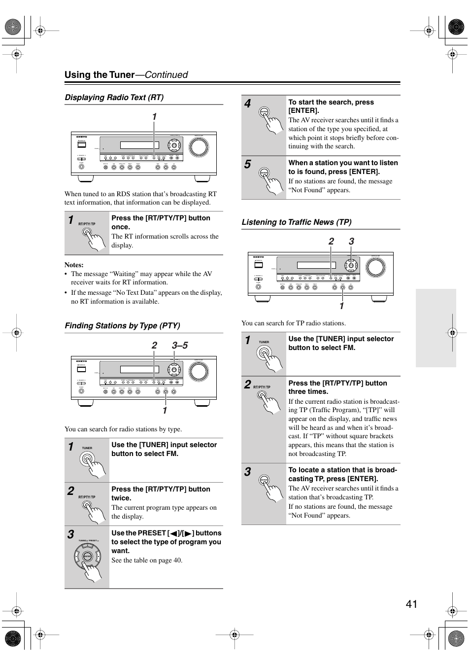 Using the tuner —continued | Onkyo HT-S590 User Manual | Page 41 / 60