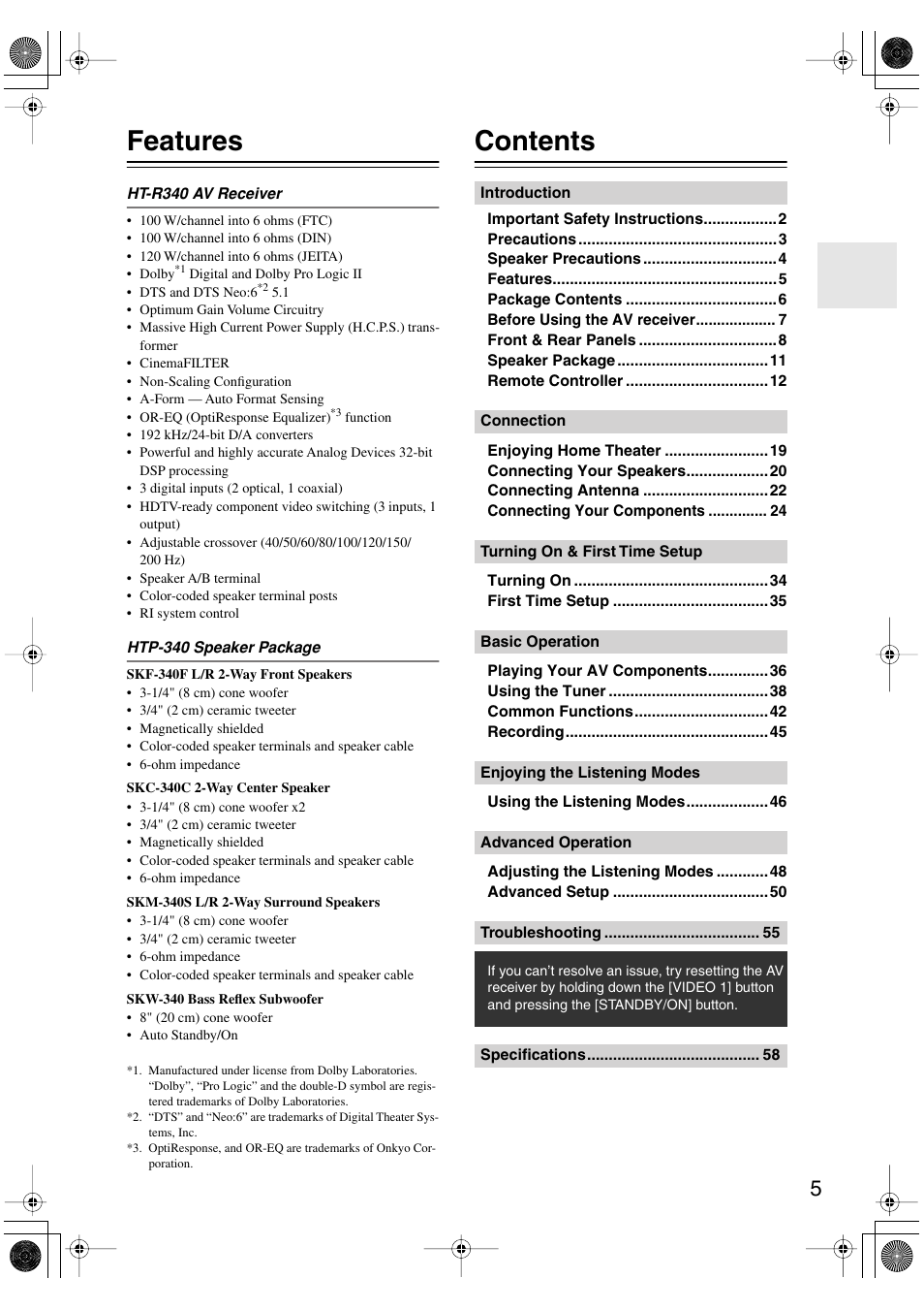 Onkyo HT-S590 User Manual | Page 5 / 60